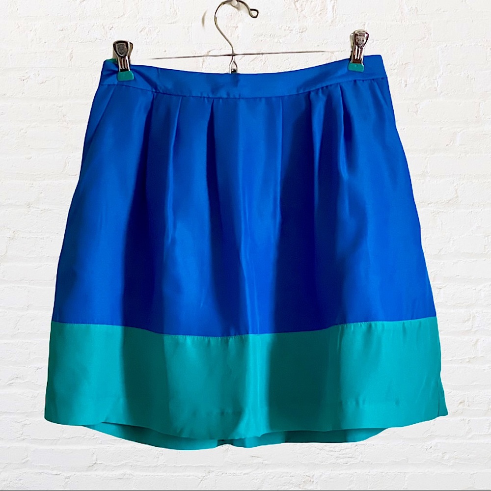 J CREW A LINE COLOR BLOCK ABOVE KNEE MINI SKIRT